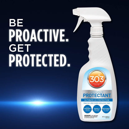 303 Products (30308CSR) UV Protectant Spray for Vinyl, Plastic, Rubber, Fiberglass, Leather & More – Dust and Dirt Repellant - Non-Toxic, Matte Finish, 16 Fl. oz., White