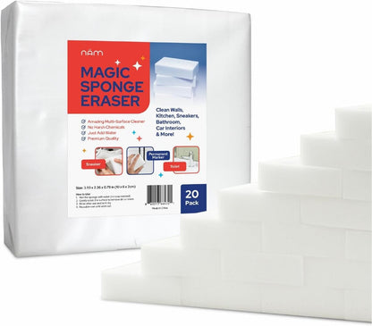 Magic Eraser Sponge, 50 Pack Extra Dense Melamine Cleaning Pads – Multi-Surface Cleaner for Kitchen, Bathroom, Walls, Floors, Baseboards, Sink, Scuff Marks & Grease Removal