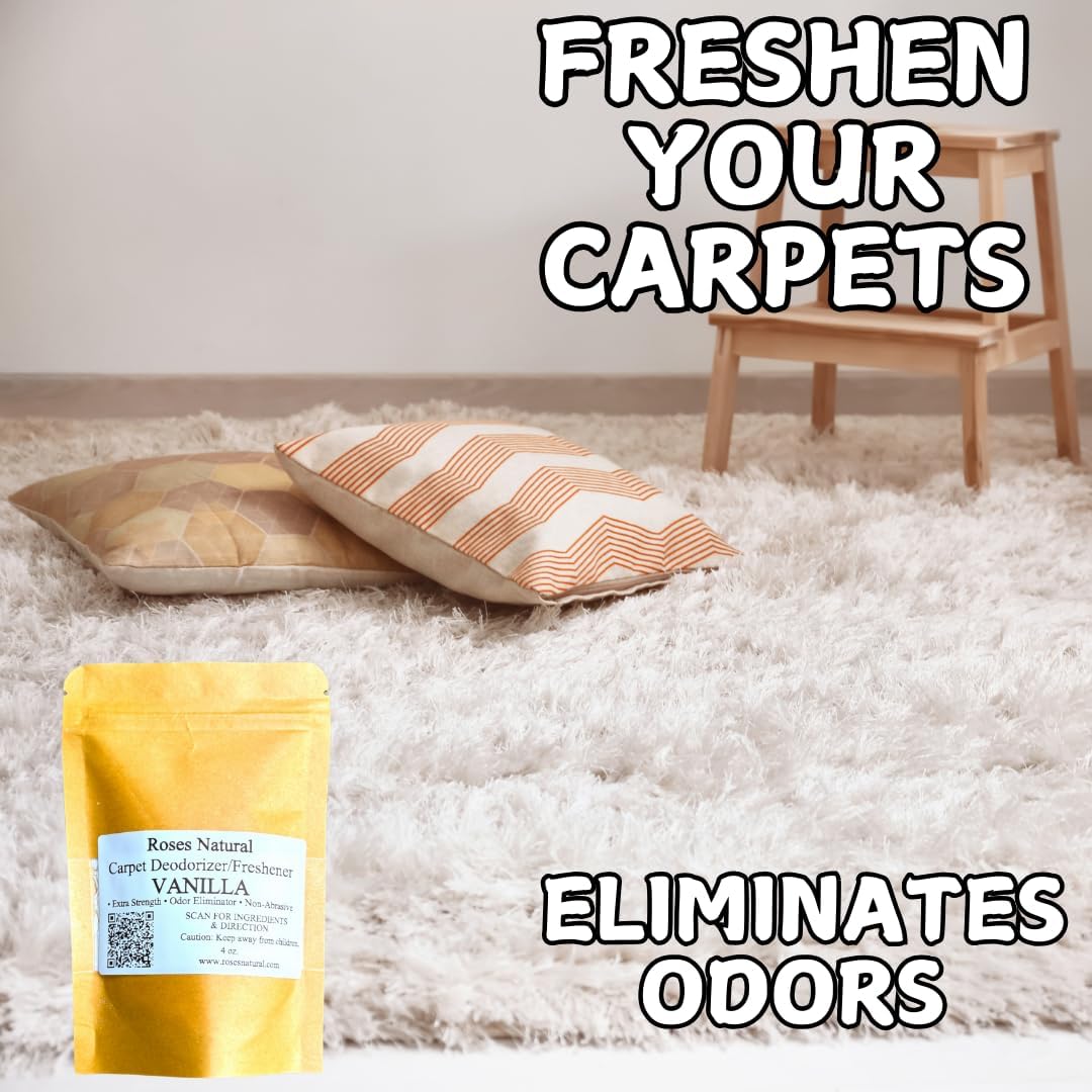 Carpet Deodorizer & Freshener, Pet & Kid-Friendly, Odor Eliminator (Vanilla, 4 oz)