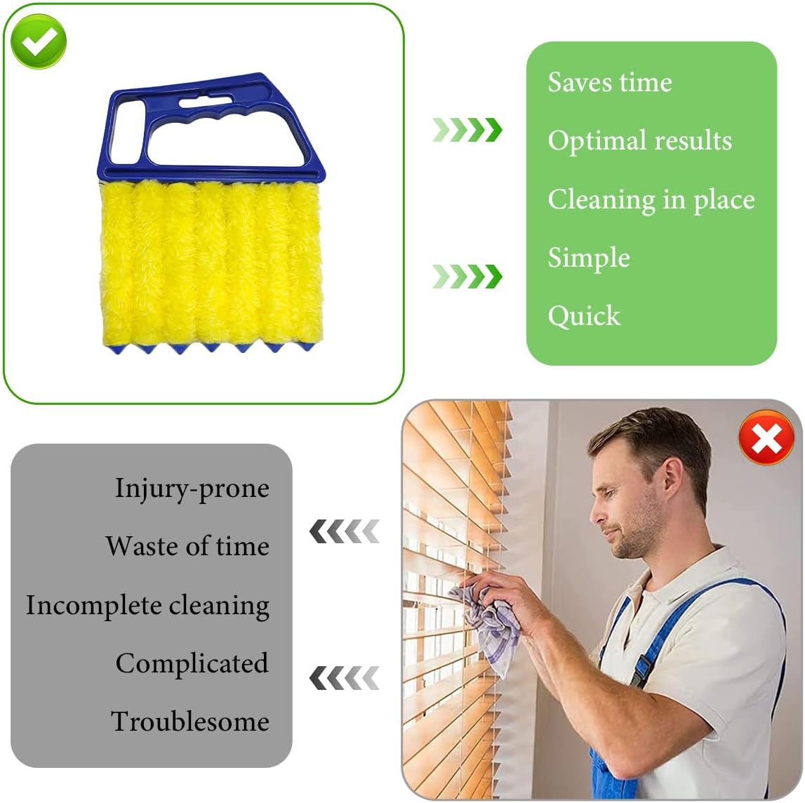 DXNQ 2 PCS Blind Cleaner Duster Tool, Window Venetian Hand-held 7 Finger Dusting Cleaner Brush, Blinds Cleaning Brush Tool for Window Shutters Air Conditioner, Car Accessories (Orange+Yellow)