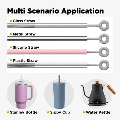 2 Pcs Silicone Straw Cleaner Brush, Extra Long Cleaning Brushes for Straws, 6mm&9mm, Blue