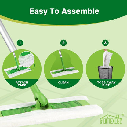 HOMEXCEL Dry Sweeping Cloths Pads Compatible with Swiffer Sweeper, Disposable Duster Refills Mop Pads for Floor Mopping and Cleaning, 64 Count-8" x 10.4" Pads Refills-Not Include the Mop