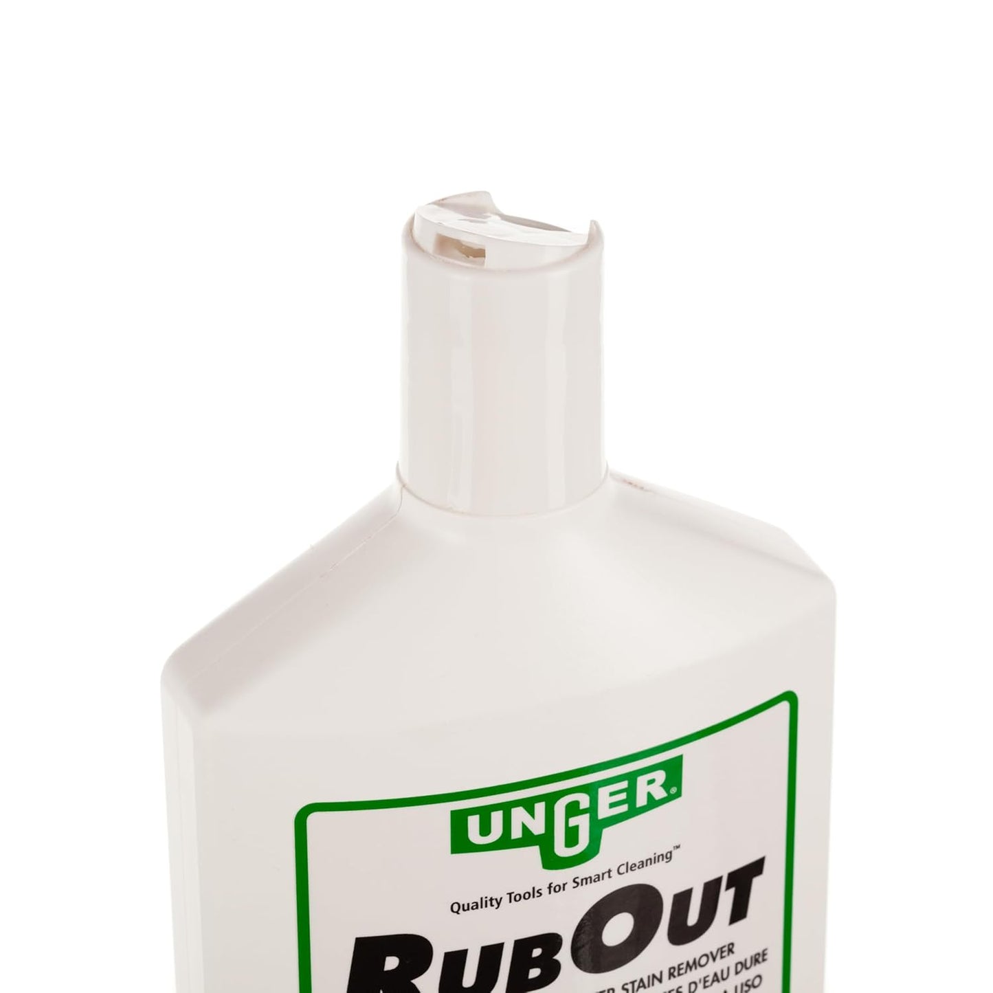 Unger Commercial RubOut Hard Water Stain Remover - 16 oz Professional Window and Glass Cleaner Solution - Removes Mineral Buildup, Rust, and Soap Scum for Clear Surfaces - RUB50