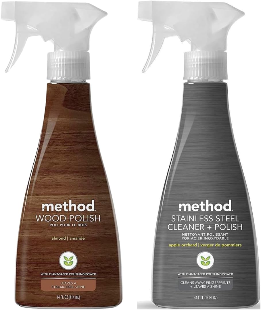 Method Stainless Steel Cleaner + Polish 14 oz Wood Polish, 14 oz. Bundle, 2 ct.