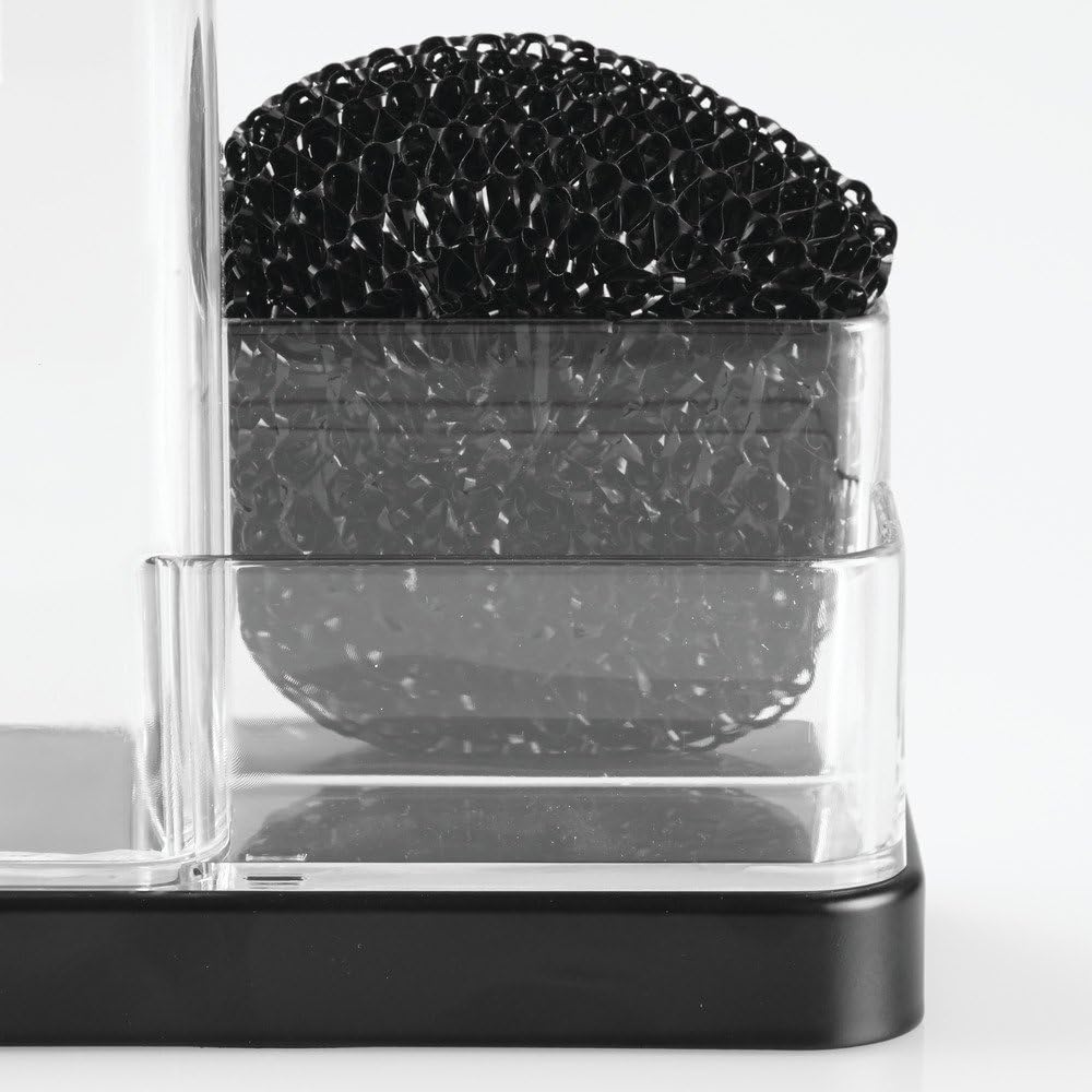iDesign Forma BPA-Free Plastic Soap and Sponge Sink Organizer Caddy - 6" x 3.5" x 8.25", Clear/Matte Black