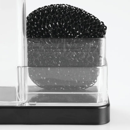 iDesign Forma BPA-Free Plastic Soap and Sponge Sink Organizer Caddy - 6" x 3.5" x 8.25", Clear/Matte Black