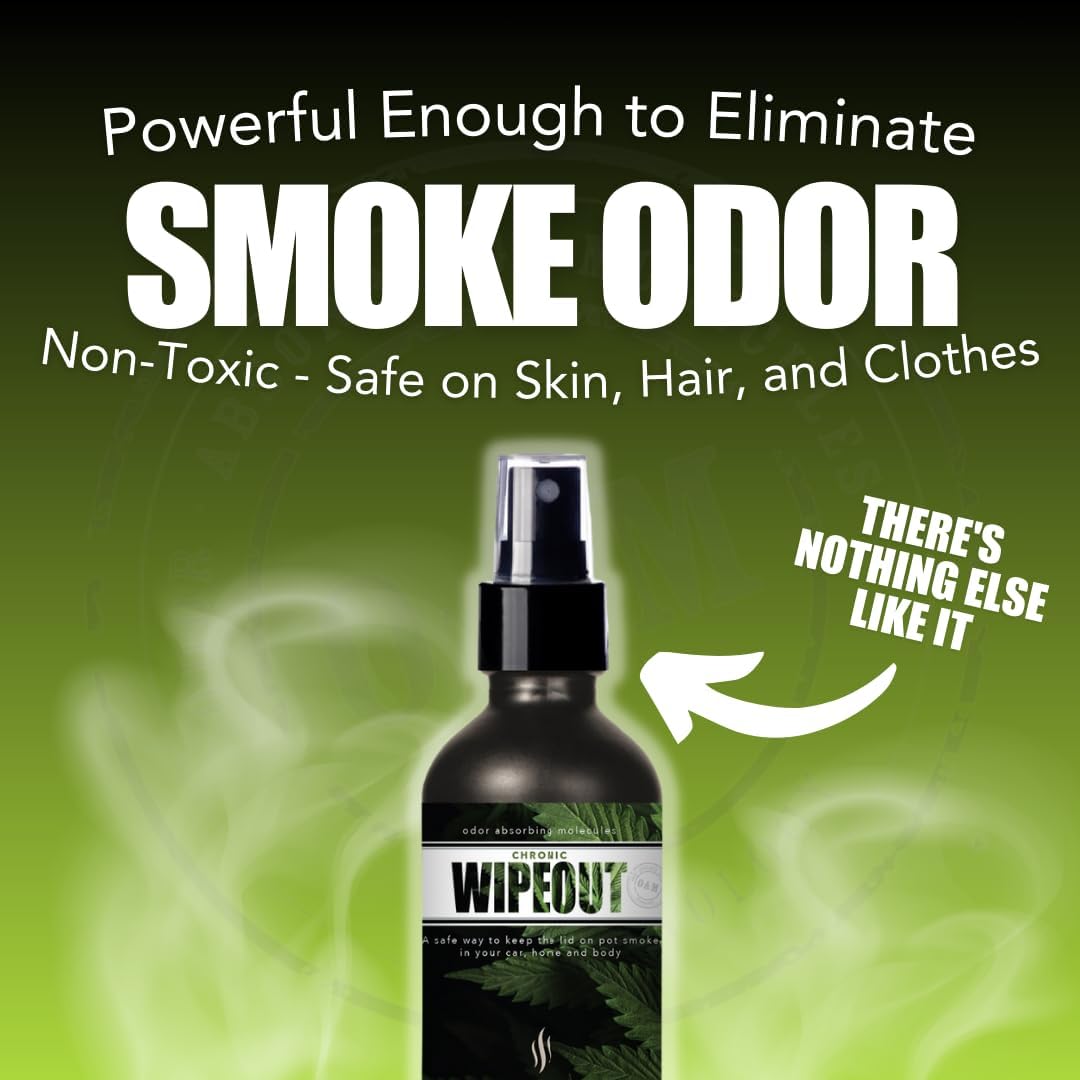 Chronic Wipeout Smoke Odor Eliminator Spray For Strong Odor - Highly Effective for Deodorizing Homes, Clothes, Cars, Office, Hands, & Hair from Smoke Smells - 1 16 oz Bottle Bamboo Teak Fragrance
