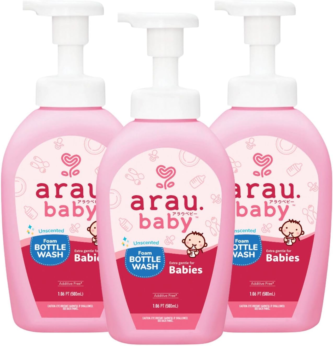 Arau Baby Unscented Foam Bottle Wash Refill, Natural Plant Based Baby Bottle & Dish Soap, No Artificial Fragrance or Additives, Gentle for Washing Bottles, Pacifiers and Toys, Easy Rinse, 15.21 Fl Oz