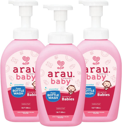 Arau Baby Unscented Foam Bottle Wash Refill, Natural Plant Based Baby Bottle & Dish Soap, No Artificial Fragrance or Additives, Gentle for Washing Bottles, Pacifiers and Toys, Easy Rinse, 15.21 Fl Oz