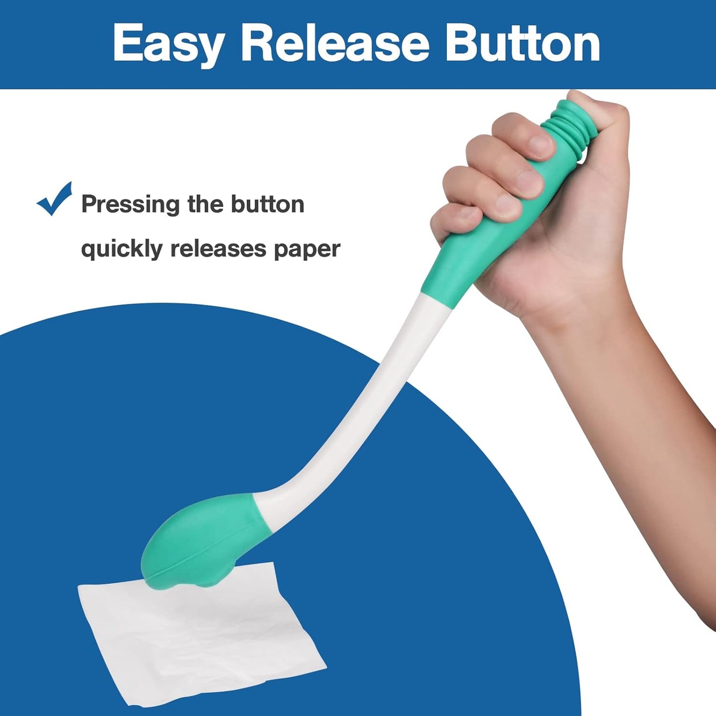 Long Reach Comfort Wipe Toilet Aids Tools, Bottom Wiper, Extends Your Reach Over 15" Grips Toilet Paper or Pre-Moistened Wipes