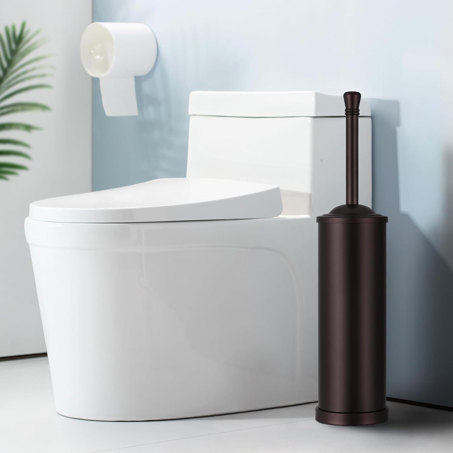 Brushed Nickel Toilet Brush and Holder Set,304 Stainless Steel Toilet Bowl Brush and Holder for Bathroom,Silver Heavy Duty Toilet Brush,Durable Scrubbing Bristles,Splash Resistant,Long Handle