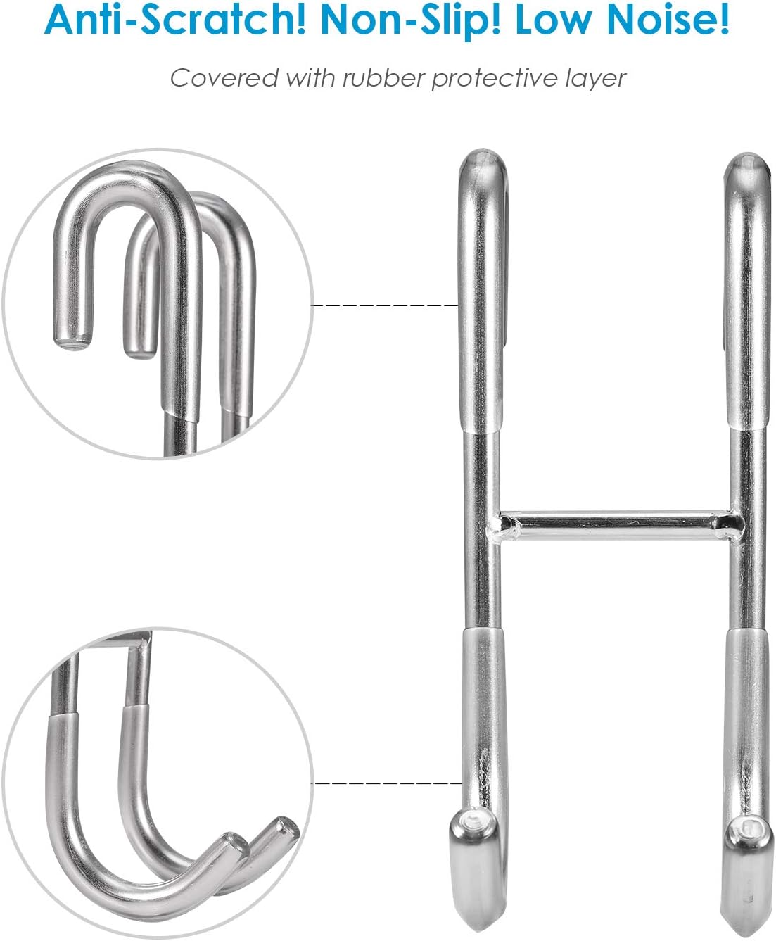 Simtive Shower Door Hooks (2-Pack), Towel Hooks for Bathroom Frameless Glass Squeegee Hooks, Black