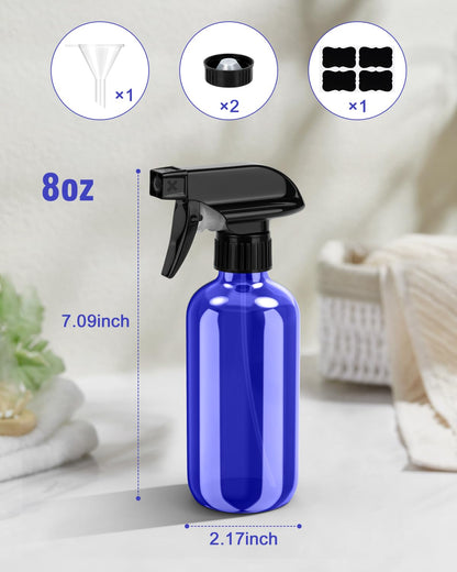 Bontip Glass Spray Bottle, Amber Glass Spray Bottle Set & Accessories Refillable for Plants Window Cleaners Aromatherapy Facial Hydration Watering Flowers Hair Care (2 Pack/16 oz) (Amber)