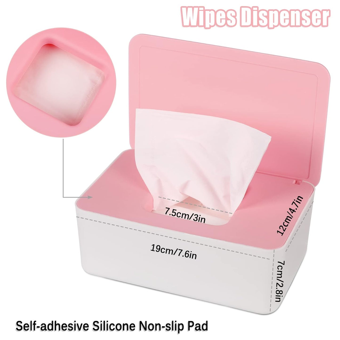 NOVWANG Wipes Dispenser, Large Capacity Baby Wipe Holder(8.3L × 4.9W × 3.9H Inches) Refillable Wipes Container with Sealing Design Baby Wet Wipes Dispenser for Bathroom Home Office Car
