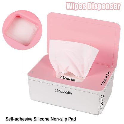 NOVWANG Wipes Dispenser, Large Capacity Baby Wipe Holder(8.3L × 4.9W × 3.9H Inches) Refillable Wipes Container with Sealing Design Baby Wet Wipes Dispenser for Bathroom Home Office Car