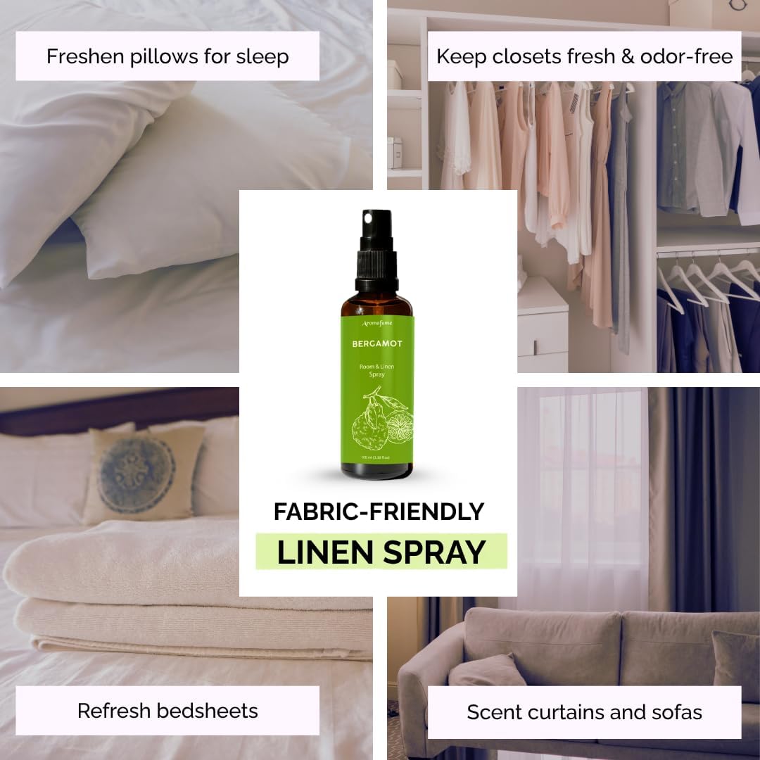 Vanilla Room, Linen & Pillow Spray by Aromafume | 100ml/3.38 fl oz | with Pure Vanilla Essential Oil | Aromatherapy Spray | Mist for Bedding, Fabrics