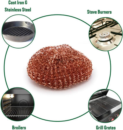 Pine-Sol Heavy-Duty Copper Coated Scrubbers - Premium Scrub Sponges for Cast Iron Pans, Stainless Steel Cookware, Oven Racks, and Grills, 4 Pack