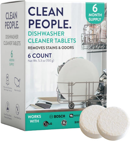 The Clean People Dishwasher Cleaner - Dishwasher Cleaner Tablets for Removing Limescale, Mineral Buildup, Grease & Odors - 6 Count, Citrus Scent