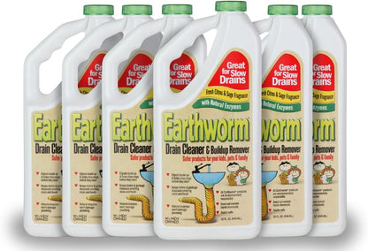 Earthworm Drain Cleaner - Clog Remover - Drain Opener/Deodorizer - Natural Enzymes, Safer for Families, Environmentally Responsible - 32 fl oz