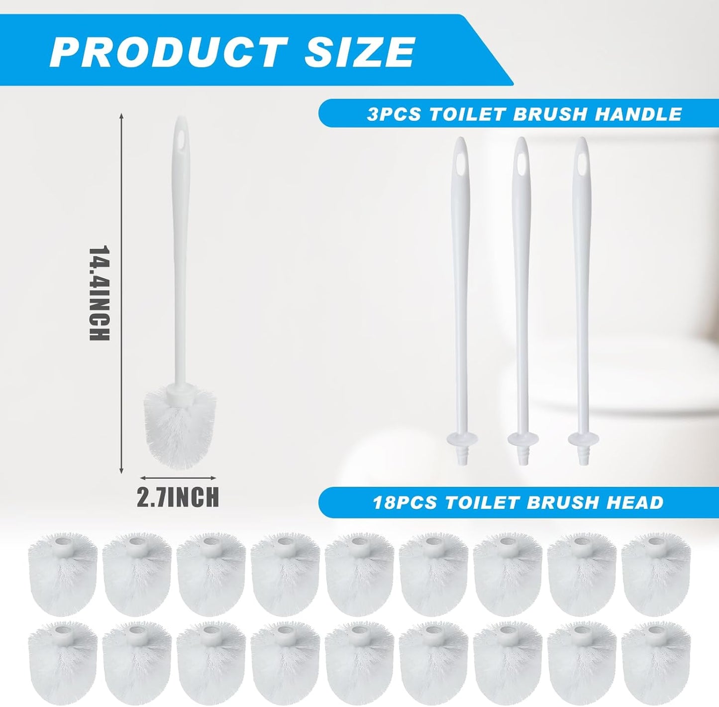 Tioncy 15 Pcs 14.2 Inch Toilet Brush Commercial Heavy Duty Toilet Bowl Cleaning Scrub Long Scrubber for Bathroom Cleaning Supplies