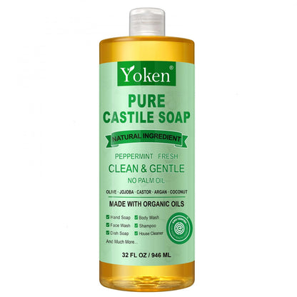Yoken Castile Soap Liquid EWG Verified(1 Gallon, Unscented) Pure-Castile Liquid Soap for Body, Face, Hand, Pets, Laundry, Dish Soap and More - Made With Organic Oil, Vegan, Clean & Gentle, Versatile