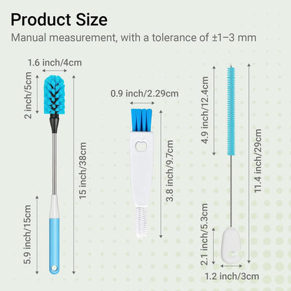 Water Bottle Brush, 15 Inches Bottles Brush, Long Handle Water Bottle Cleaner Brush, Kitchen Cup Brush Built for Cleaning Cup, Wine Glasses, Coffee Mugs, Tumblers, Wine Decanters, Blue