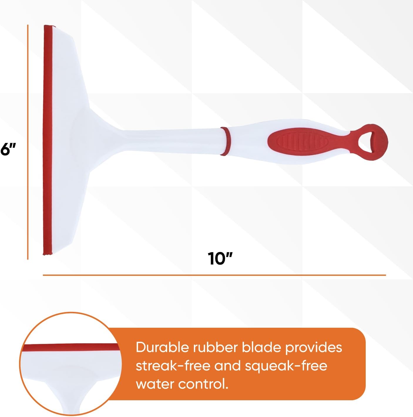 Superio Rubber Squeegee, 2 Pack, Streak Free All Purpose Window Squeegee, Comfort Grip Handle and Hanging Hook (Red, 10 Inch- 2 Pack)