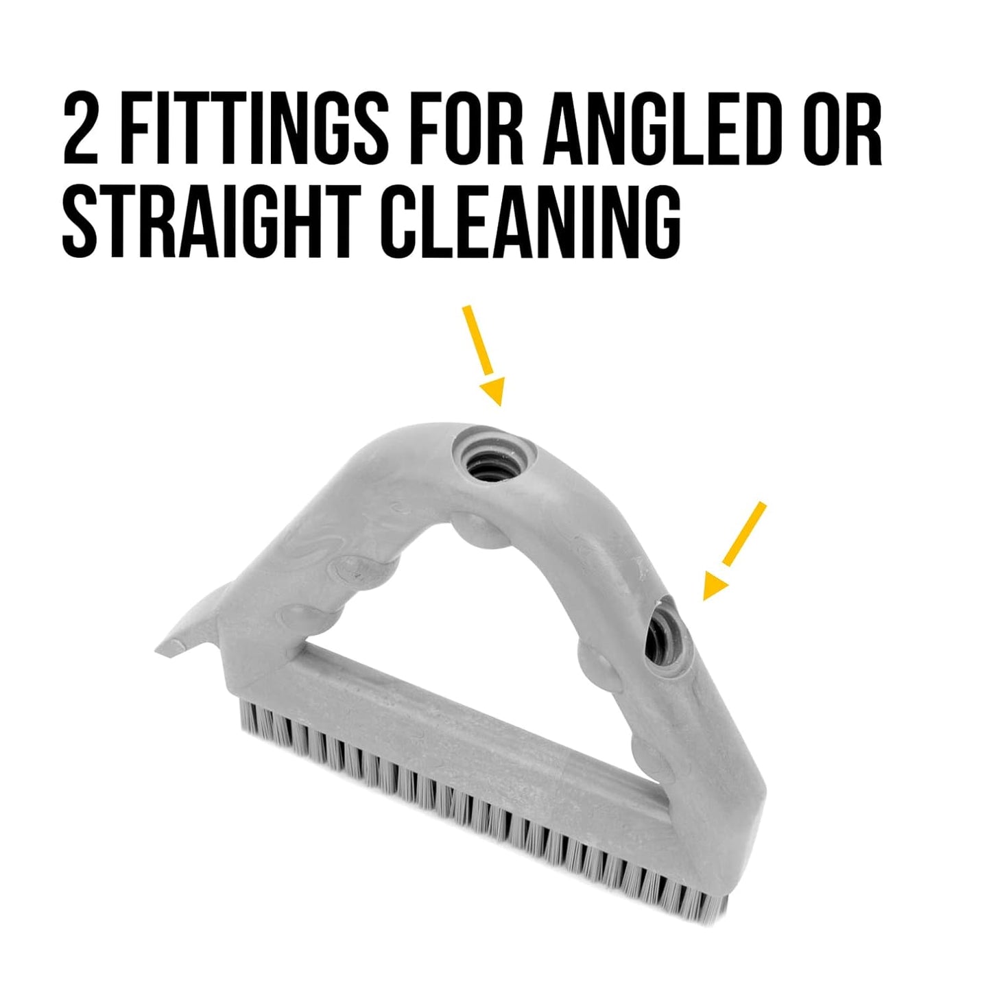 SPARTA Plastic Commercial Grout Brush, Triangle-Shaped Scrub Brush with Scraper and Two Threaded Holes for Attaching Handle (Sold Separately), 9 x 7 x 7 Inches, Gray