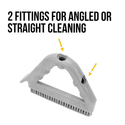 SPARTA Plastic Commercial Grout Brush, Triangle-Shaped Scrub Brush with Scraper and Two Threaded Holes for Attaching Handle (Sold Separately), 9 x 7 x 7 Inches, Gray