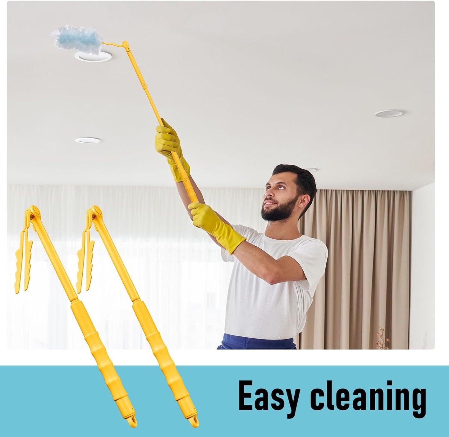Colingmill 12 Pcs 3 ft Replacement Handles Compatible with Duster Refills, Extendable Long Extended Handle Only, Adjustable Length for Ceiling Fans, Blinds, Shelves, Windows (White)