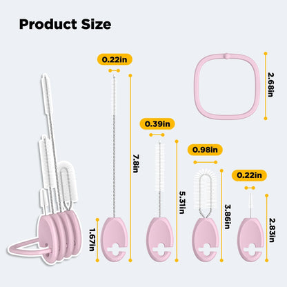 Straw Brush Set, 4 Piece Cleaner Kit with Standable Key Ring for Reusable Straws, Tumblers & Water Bottles – Designed for Kids & Adults, Purple