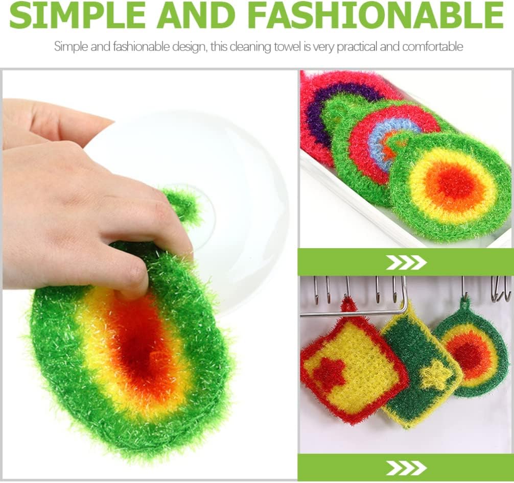 5Pcs Dish Sponge Cleaning Scrubber, 6.3in Round Polyester Dishwashing Swedish Sponges Cloth, Non Scratch and Odorless, Reusable Foam Cleaning Cloths, Hangable Kitchen Housework Scouring Pad