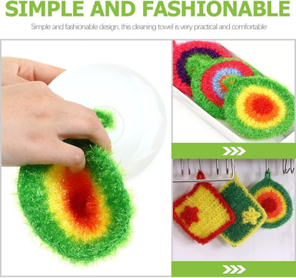 5Pcs Dish Sponge Cleaning Scrubber, 6.3in Round Polyester Dishwashing Swedish Sponges Cloth, Non Scratch and Odorless, Reusable Foam Cleaning Cloths, Hangable Kitchen Housework Scouring Pad