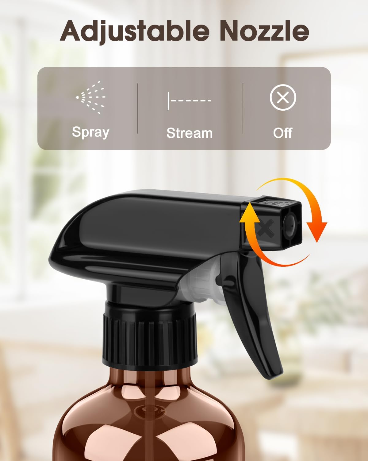 Bontip Glass Spray Bottle with Silicone Sleeve Protection, Amber Glass Spray Bottle Set for Window Cleaner Aromatherapy Facial Hydration Watering Flowers Hair Care 2 Pack/16 oz (Black & Brown)