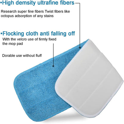 Microfiber Replacement Mop Pad, 18" x 6" Wet & Dry Home & Commercial Cleaning Refills, Reusable Floor Mop Pads (6 Pack) Blue