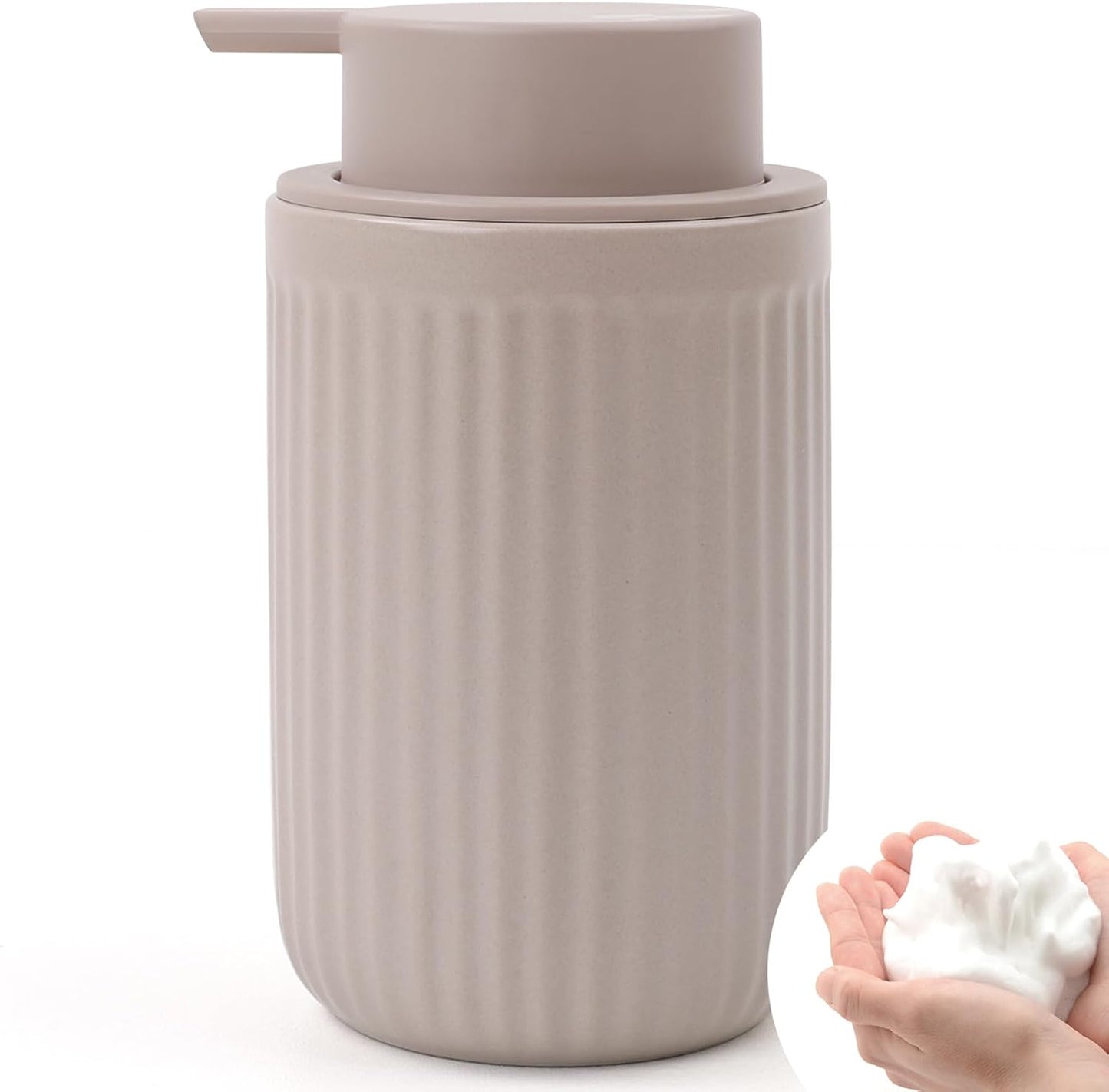 BosilunLife Dish Hand Soap Dispenser - Liquid Pump Soap Dispenser for Bathroom Decro 12oz Ceramic Kitchen Dish Dispenser with Rust-Proof Liquid Pump Modern Refillable Lotion Bottles