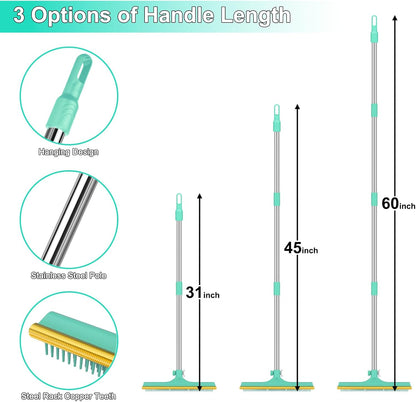 3 in 1 Carpet Rake for Pet Hair Removal, Reusable Pet Hair Remover Broom, 60'' Adjustable Long Handle Dog and Cat Hair Remover Tool Set of 3, Lint Remover Scraper for Carpets, Rugs, Mats, Couch, Car