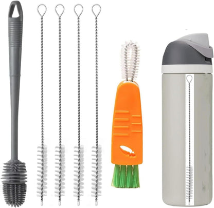 Straw Cleaner Brush Fit for Owala FreeSip 24oz/32oz/40oz,Long Handle Bottle Brush Compatible with Owala Water Bottle 24oz/32oz/40oz, Plus 3 in 1 Cup Lid Cleaning Brush Set for Most Water Bottles