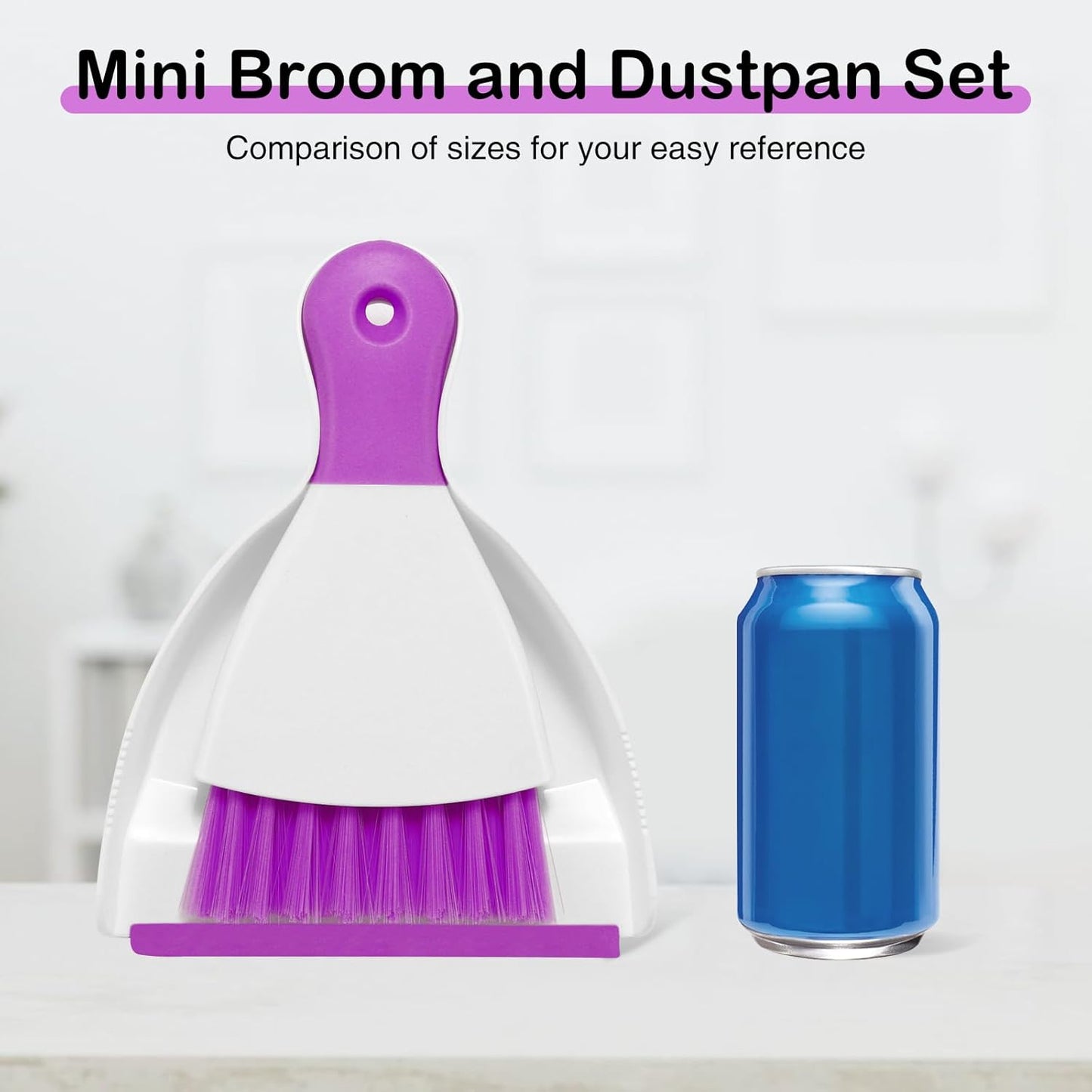 NACENA Mini Dustpan and Brush Set 2 Pack, Small Broom and Dustpan Set Dust Pan and Mini Hand Broom Dustpan and Broom Combo Compact for Home Table Keyboards Sofa Kitchen, Blue