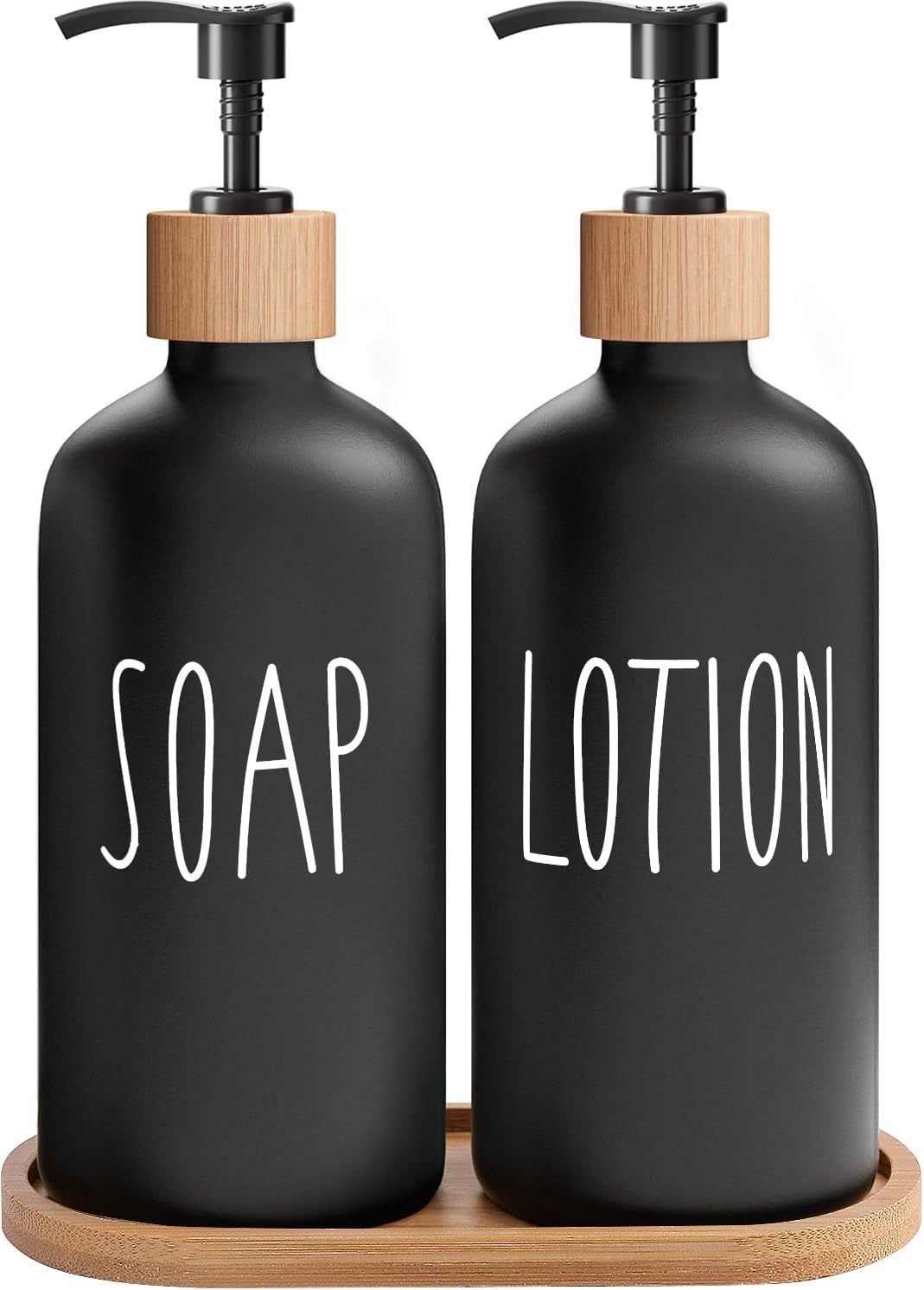 MOMEEMO Soap Dispenser Set, Contains Hand and Dish Soap Dispenser, Suitable for Kitchen Decor. (Black & White)