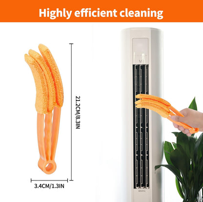6 Pcs Window Venetian Blind Cleaner Duster Tool, Microfiber 6 Finger Duster Brush for Cleaning Window Shutters, Air Conditioner, Wood & Vinyl Blinds, Includes 6 Cloth Covers