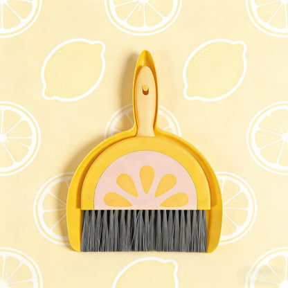 1Pcs Small Broom and Dustpan Set Cute Little Yellow Green Hand Mini Broom and Dustpan Set for Home Sofas Kitchen Countertops Storage Shelves Bathrooms Pet Areas