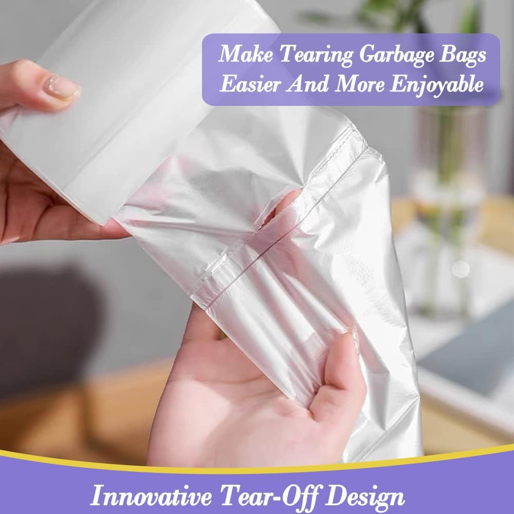 Hommaly 2 Gallon (1.8-2 Gal)120 pcs Small Clear Trash Bags, Strong 1.8 Gallon Garbage Bags, Bathroom Trash Can Bin Liners Unscented, Mini Plastic Bags for Office, Waste Basket Liner,Fit 6,7,8 Liters