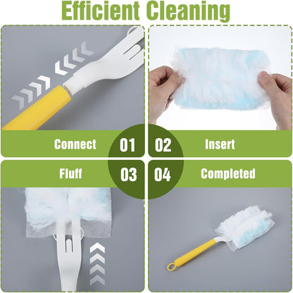 Hecila Duster Refill One-Sided Disposable Duster Refills for Cleaning Heavy Duty Dusters Refills Unscented Replacement Pads Multi Surface Dusters Kit for Cleaning Home Bedrooms Ceiling Fan