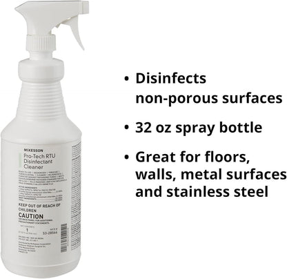 McKesson Pro-Tech Surface Disinfectant Cleaner, Ready to Use - Floral Scent, Trigger Spray Bottle, 32 oz, 1 Count, 1 Pack