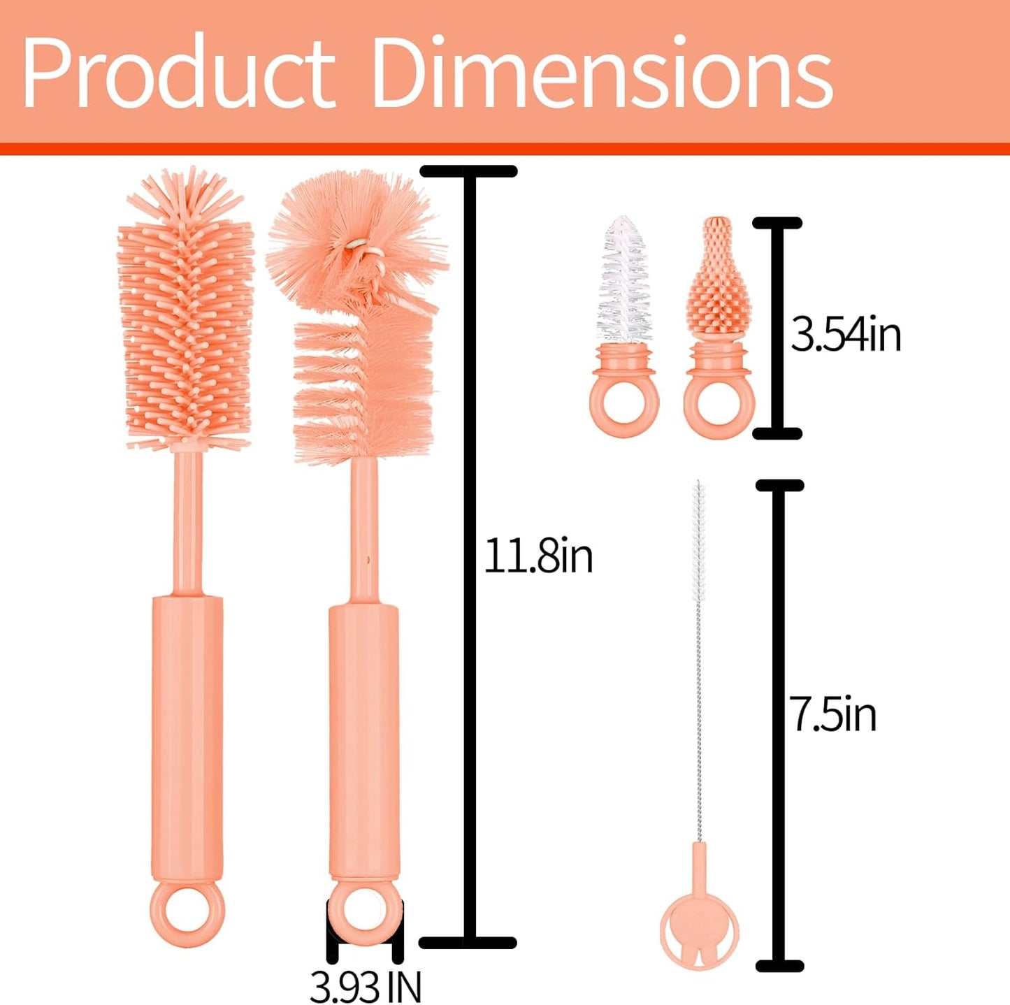 Silicone Bottle Brush Set - 5 in 1 Silicone & Nylon Bottle Cleaner BPA-Free for Owala 24oz/32oz/40oz Cup, Multifunctional Cleaning Kit for Owala/Stanley/Yeti Tumbler Cup Accessories - Blue