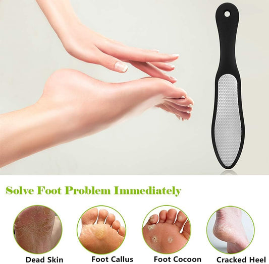 BEZOX Foot File Callus Remover, Double Sided Foot Scrubber for Dead Skin, Stainless Steel Pedicure File for Cracked Heel W/Cloth Storage Bag & Gift Box