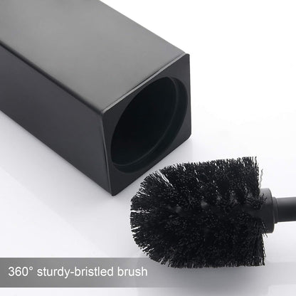 BGL Square Toilet Brush with Holder,Stainless Steel Rubber Painted Toilet Bowl Brush and Holder for Bathroom,2 Cleaner Brush Heads,Brushed Nickel