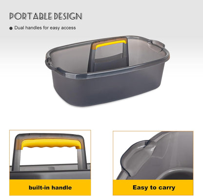 Large Cleaning Supplies Caddy Portable Shower Basket Supply Organizer with Handle Plastic Bucket Tool Storage for Bathroom, Bedroom, Kitchen, College Dorm, Garden, Dark Gray 2 Pack