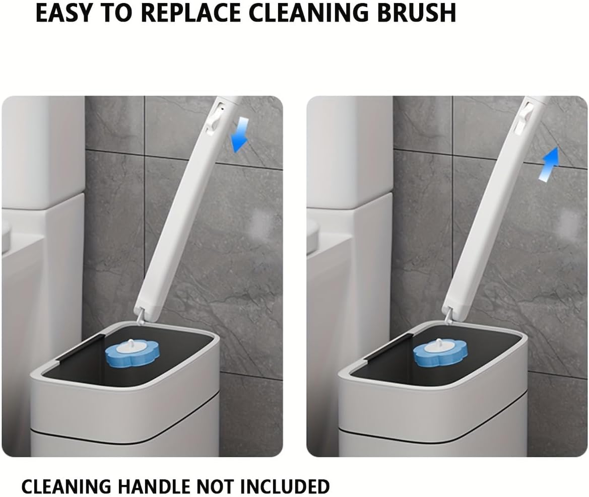 Disposable Toilet Brush with 24 PCS Replacement Heads, Disposable Toilet Bowl Cleaner Wand, Automatic Lid Opening, Toilet Wand Kit, Disposable Toilet Brush Refills, White